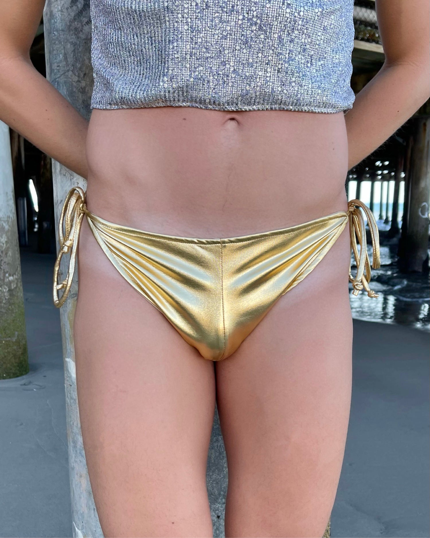 Goldie Tamarindo Bikini Bottom, Gold Swimsuit